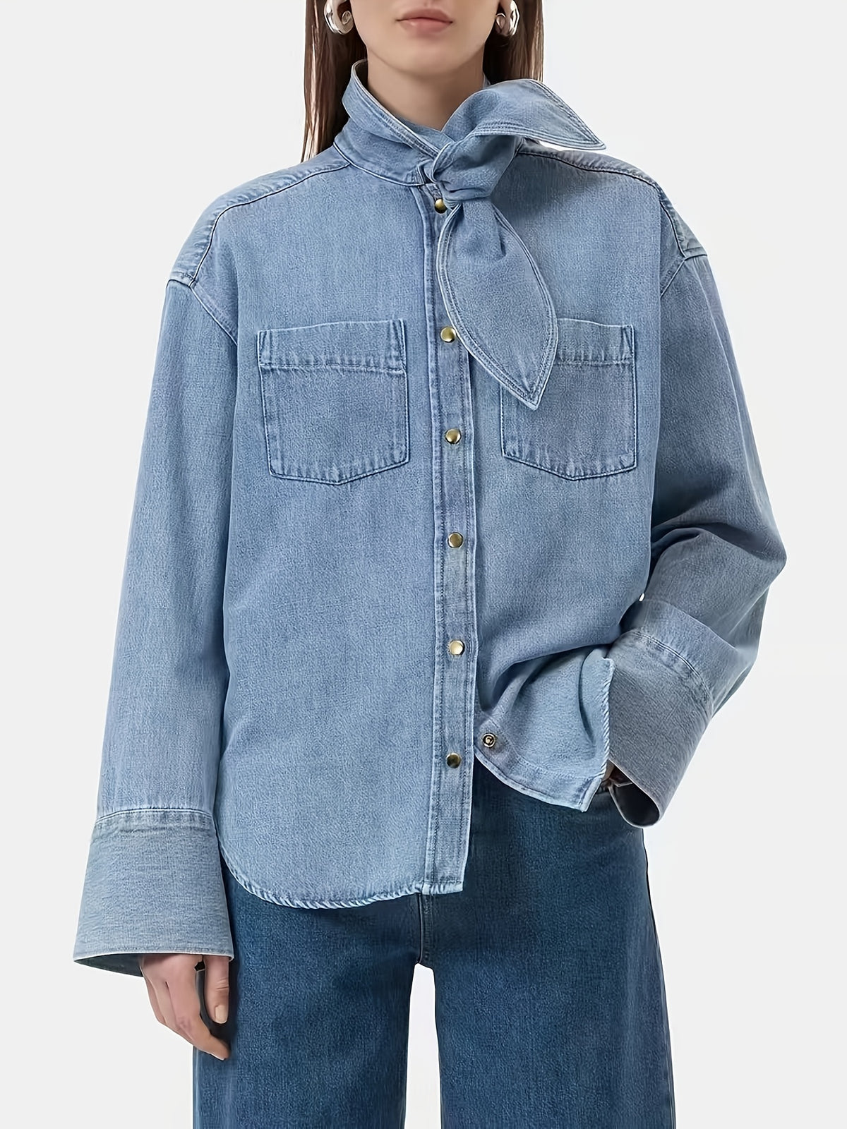 Chemise grande taille, coupe oversize, manches longues, tenue franche
