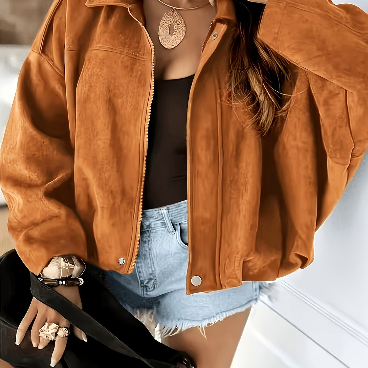 Veste grande taille, coupe ample, fermeture zippée, chaleur d'hiver — matière : polyester