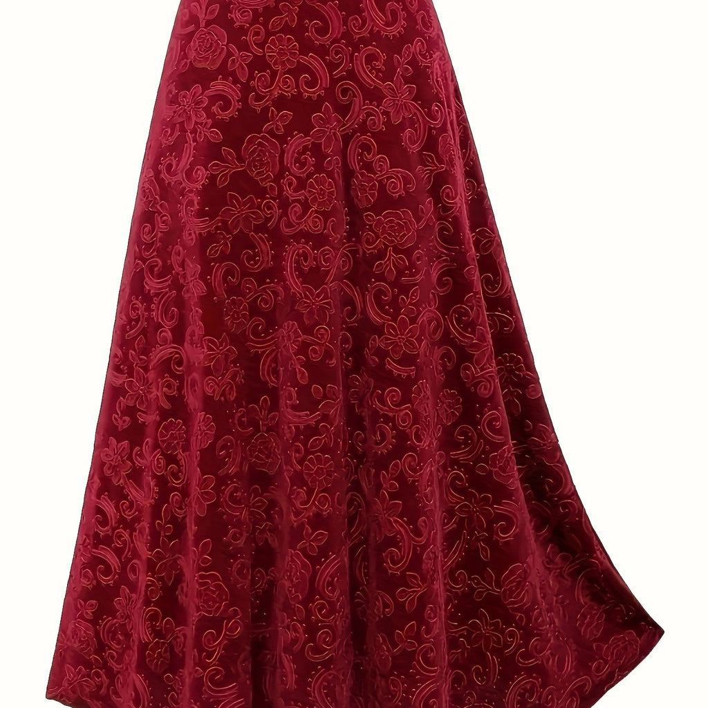 Jupe grande taille à imprimé fleuri, coupe droite, esprit décontracté — matière : polyester