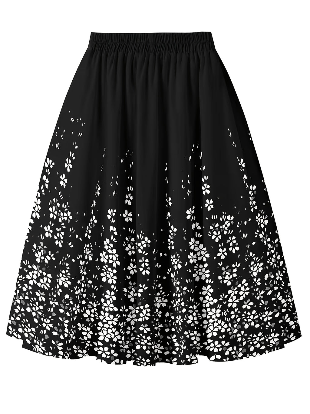 Jupe grande taille à imprimé fleuri, coupe droite, jambe large, gros plan