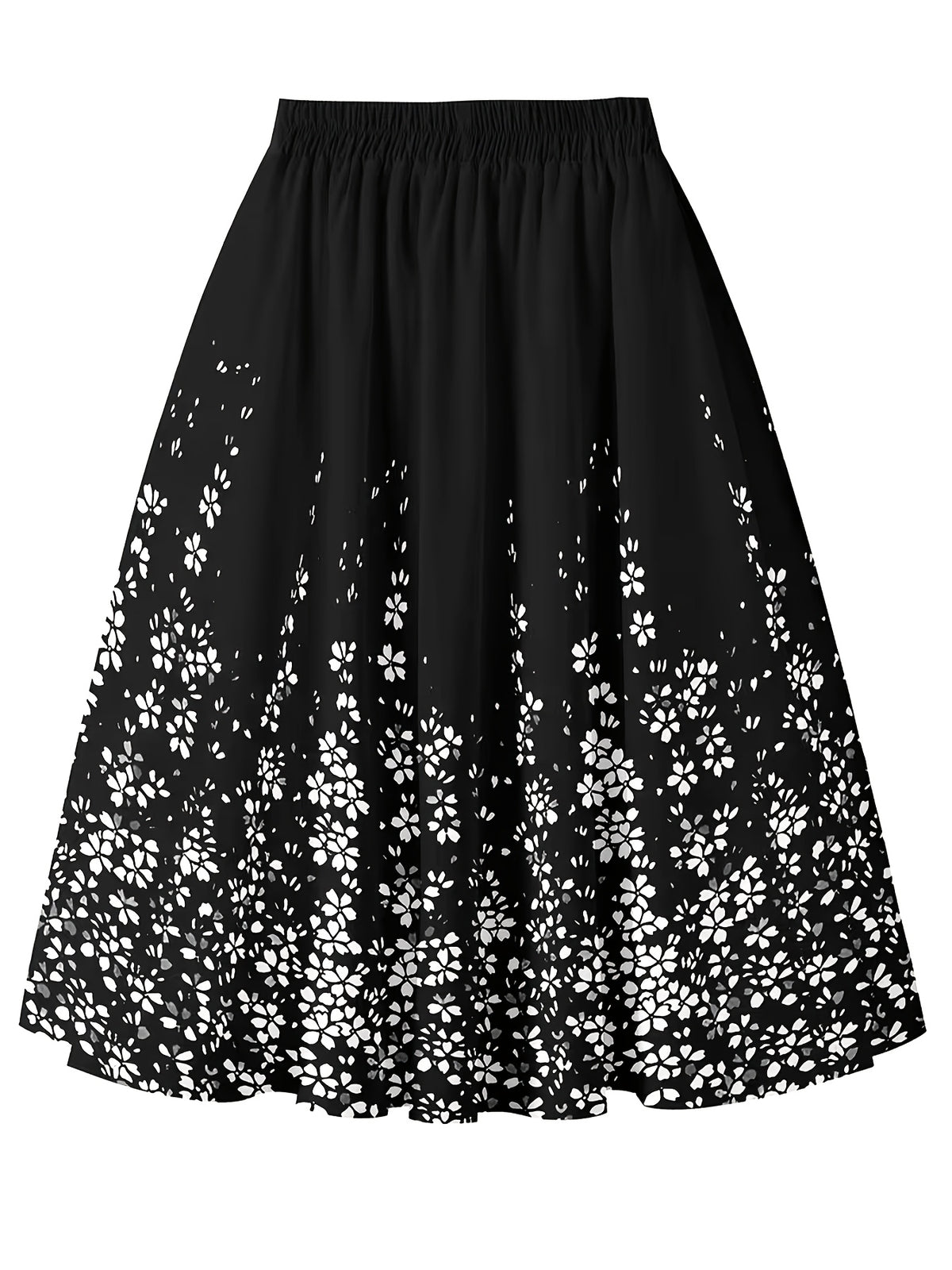 Jupe grande taille à imprimé fleuri, coupe droite, jambe large, gros plan