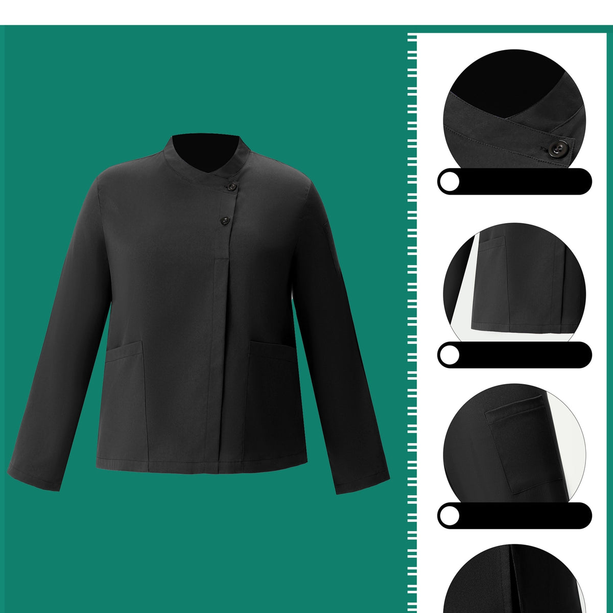 Chemise grande taille, col croisé, manches longues — composition : 95% Polyester, 5% Élasthanne