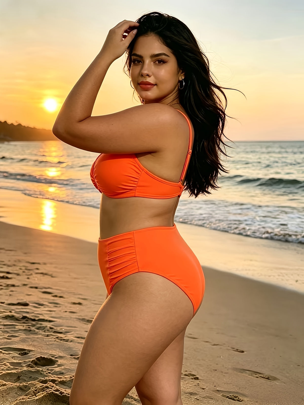Maillot de bain grande taille, allure posée, détail du tissu