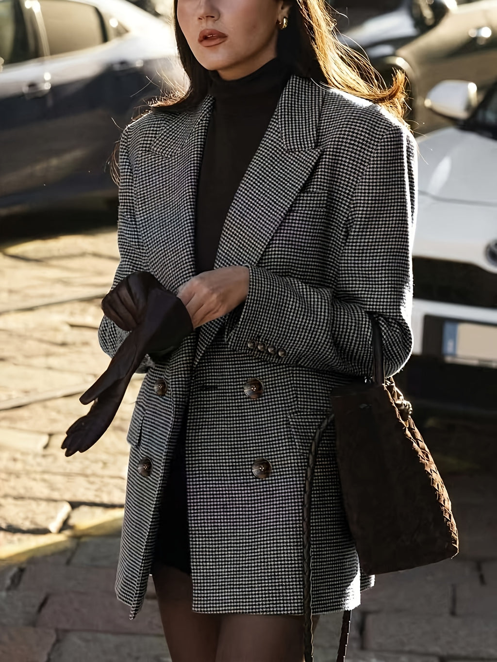 Blazer grande taille en tweed, mise en situation