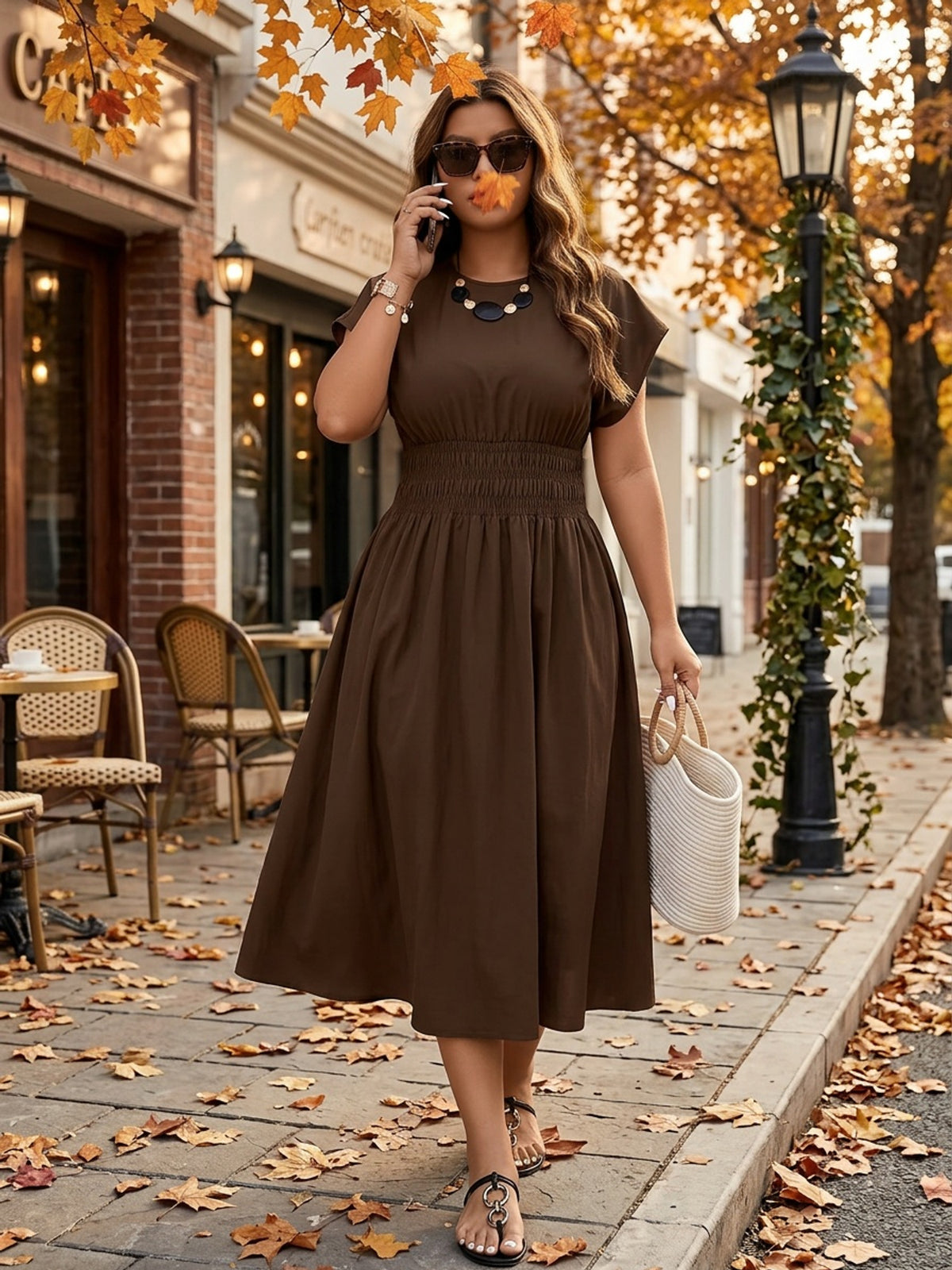 Robe grande taille, coupe ample, longueur midi