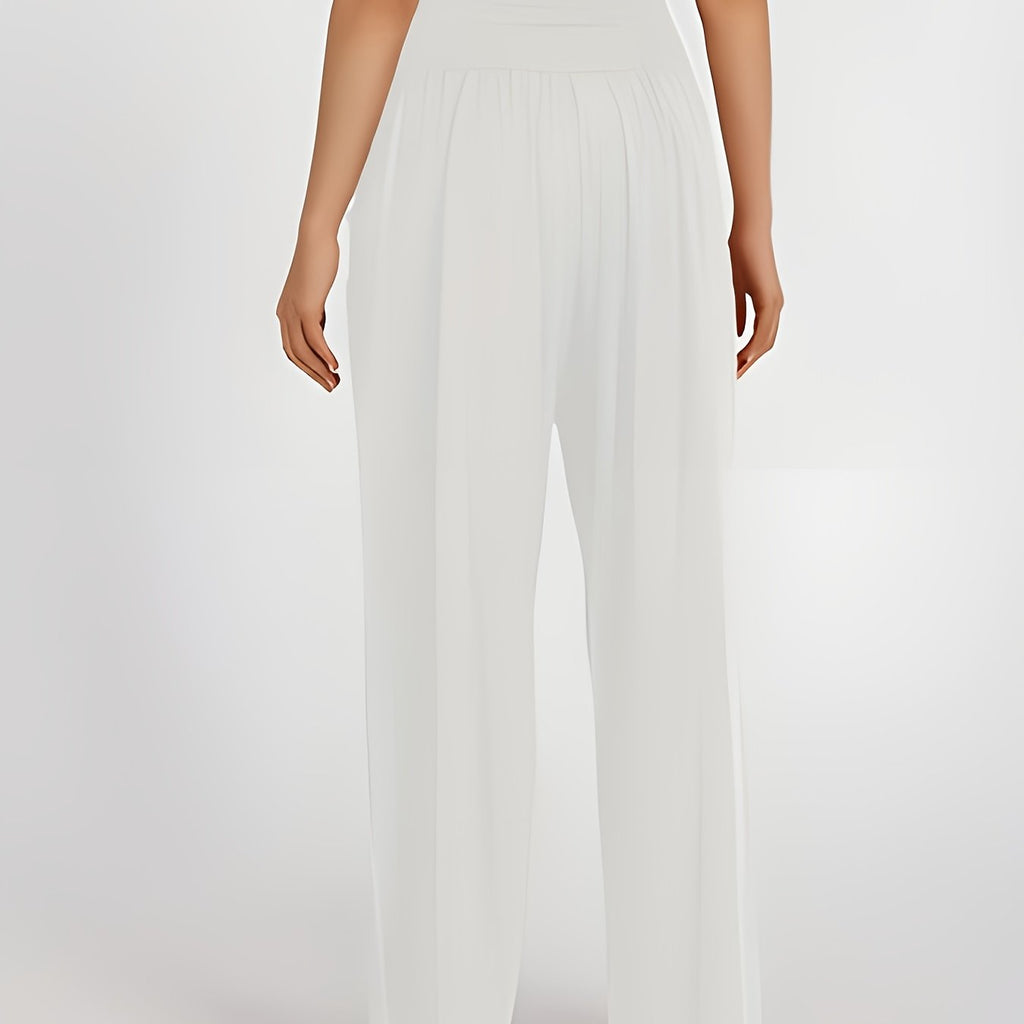 Pantalon grande taille, poches pratiques, tombé fluide — matière : viscose