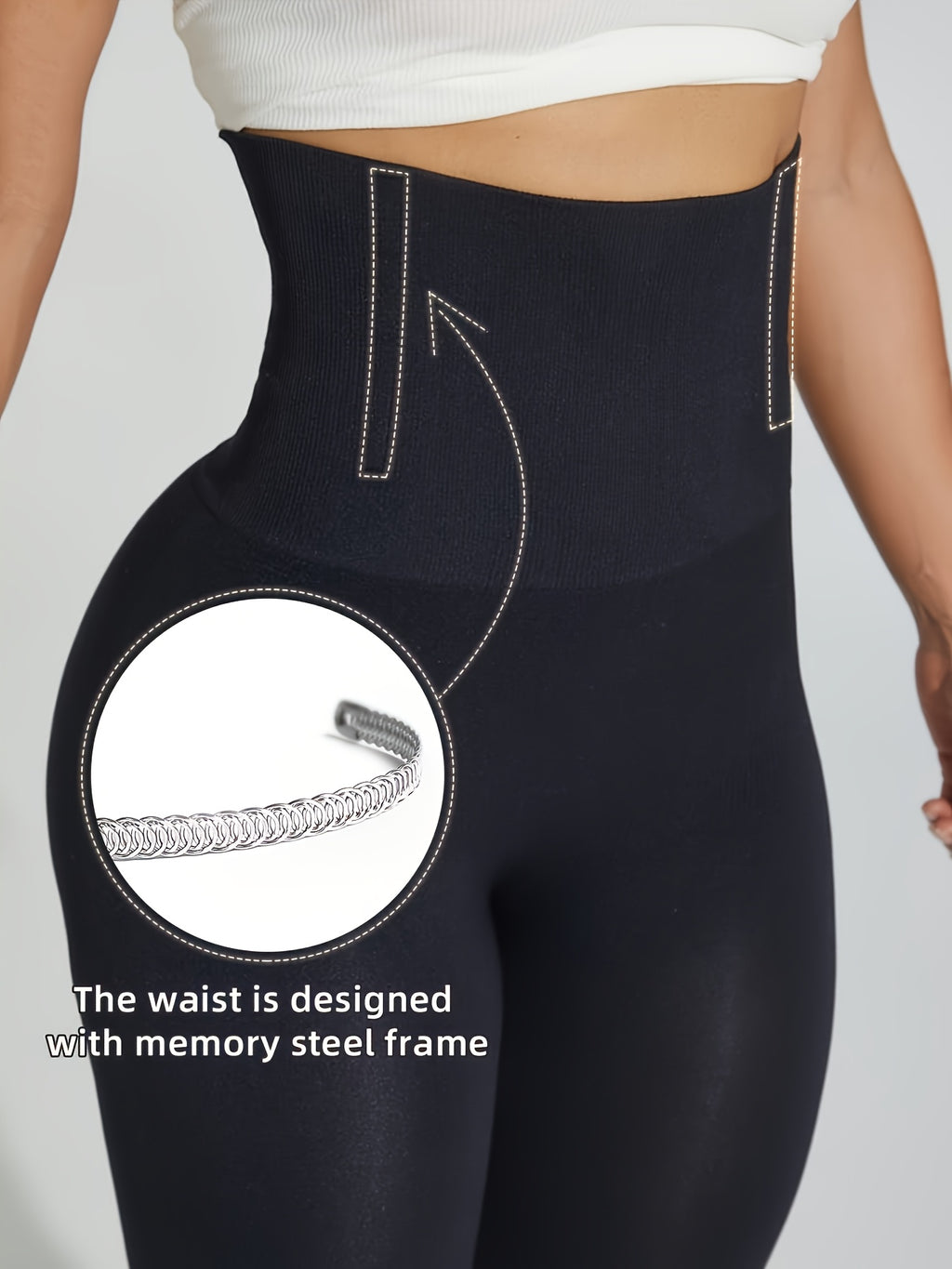 Legging grande taille — Effet gainant, détail du col