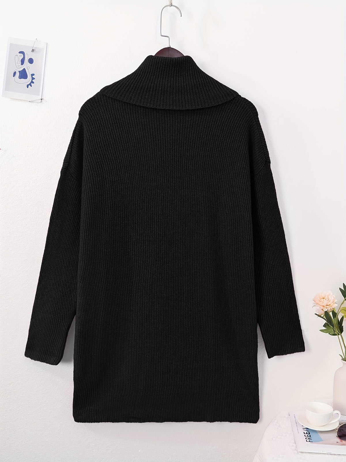 Pull grande taille en maille, maille souple, chaleur d'hiver, porté de face