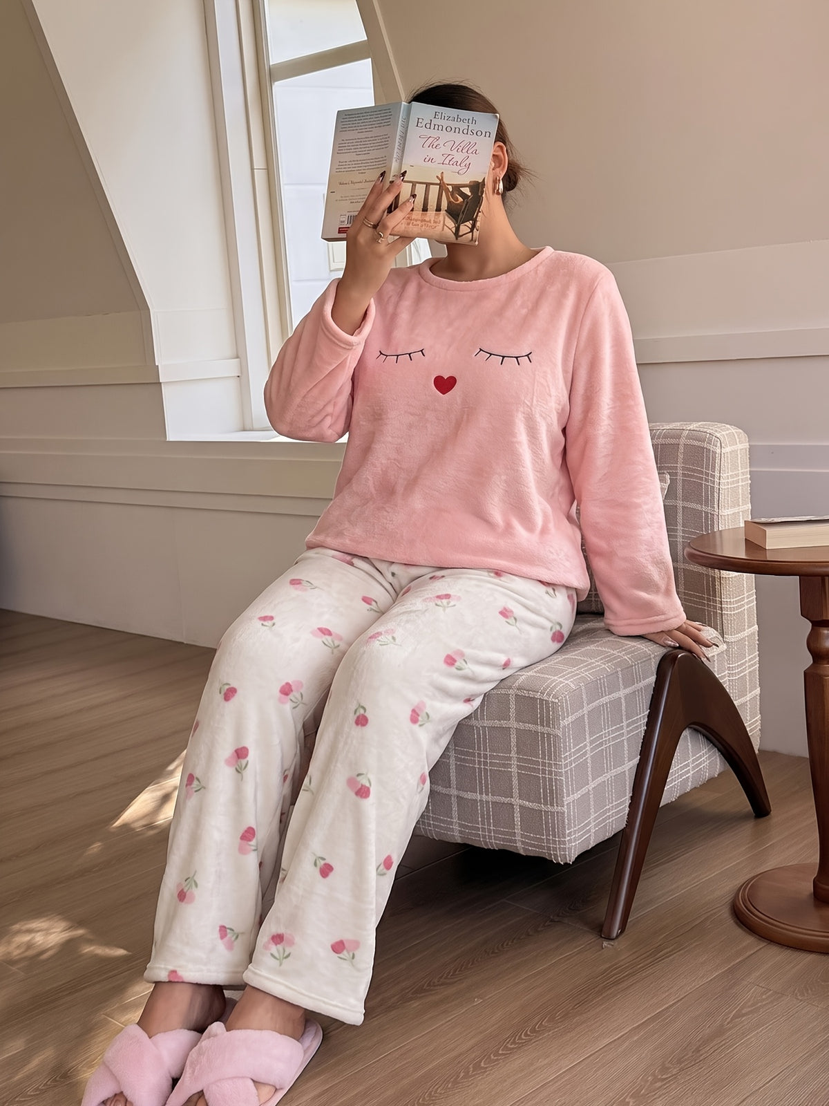 Pyjama grande taille, coupe ample, manches longues, chaleur d'hiver — composition : 100% Polyester