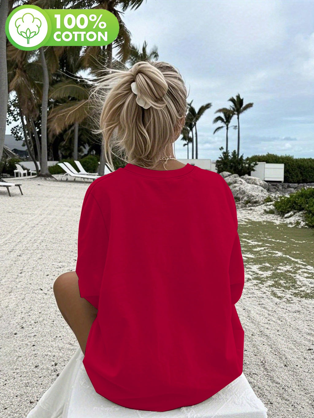 T-shirt grande taille, col rond, manches longues, toucher naturel, détail du tissu