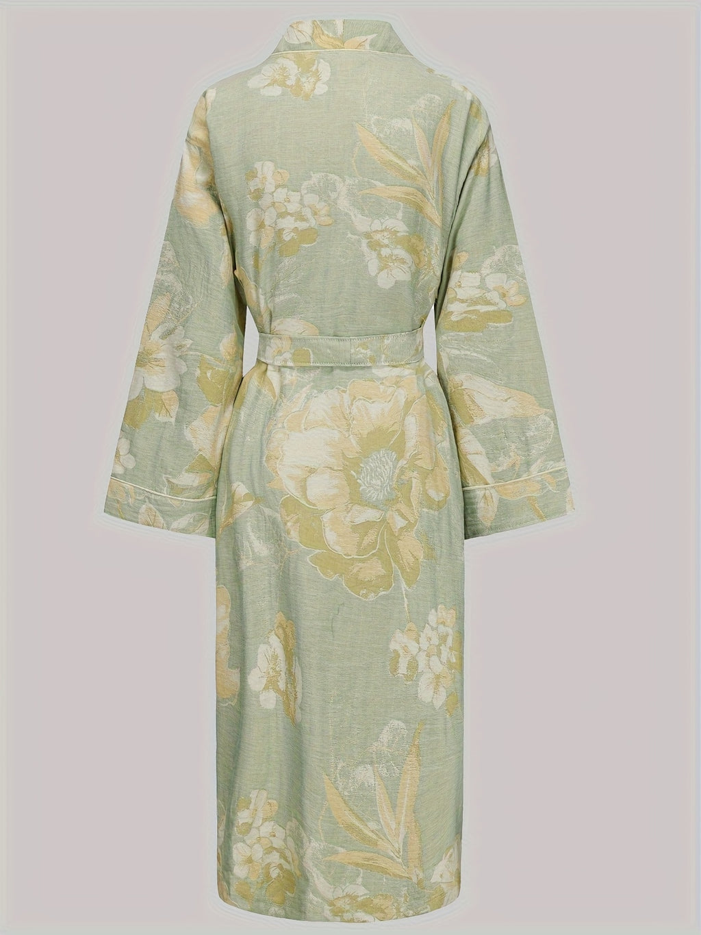 Peignoir grande taille à imprimé fleuri, manches longues, toucher naturel, visuel produit