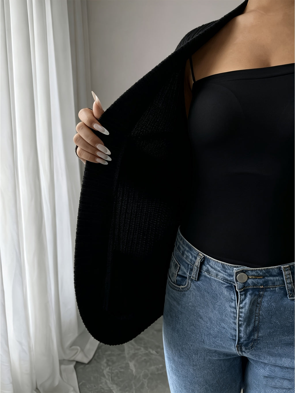 Cardigan grande taille, coupe ample, manches longues, autre coloris