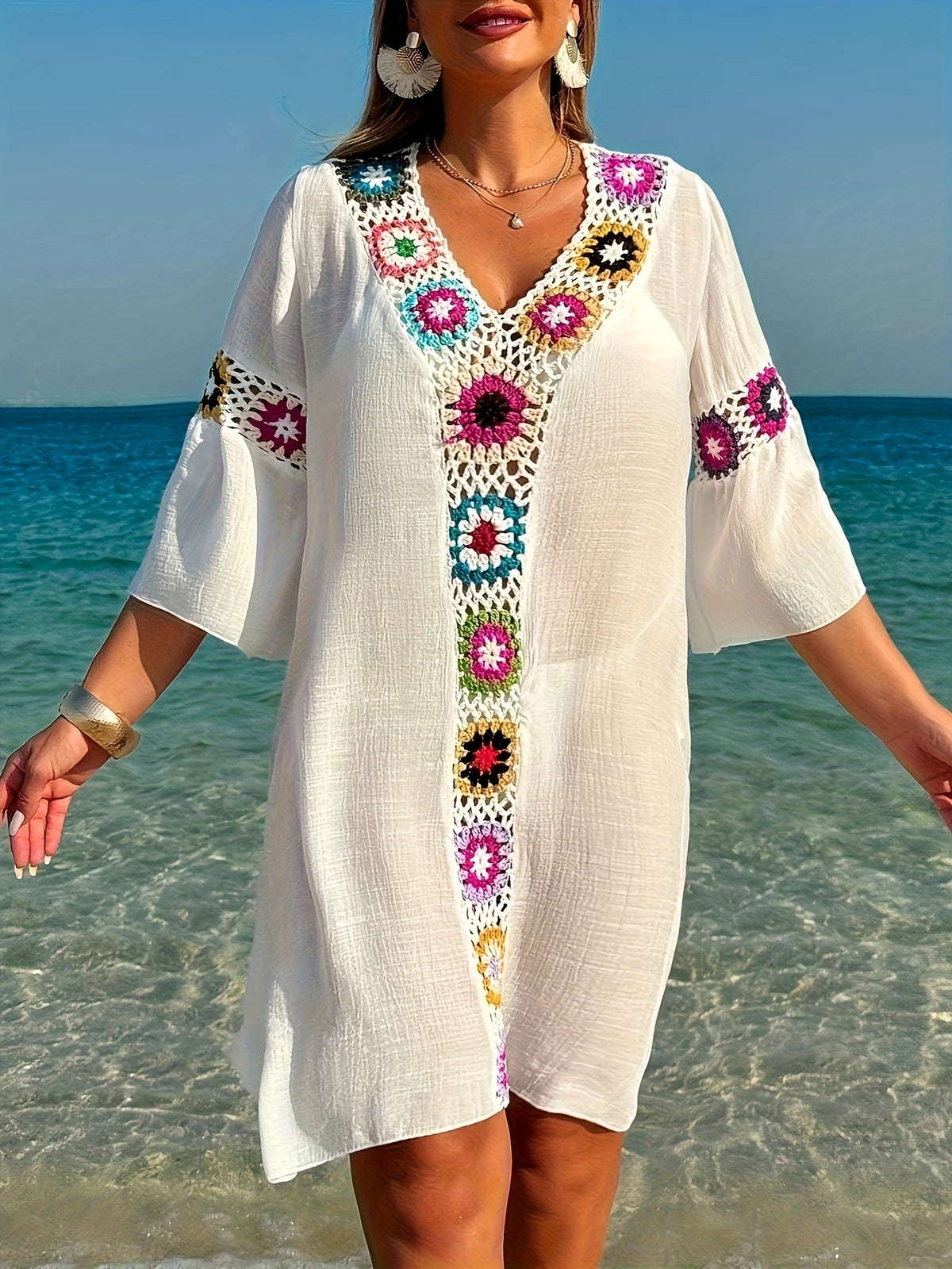 Robe tunique grande taille — Crochet bohème, douze coloris