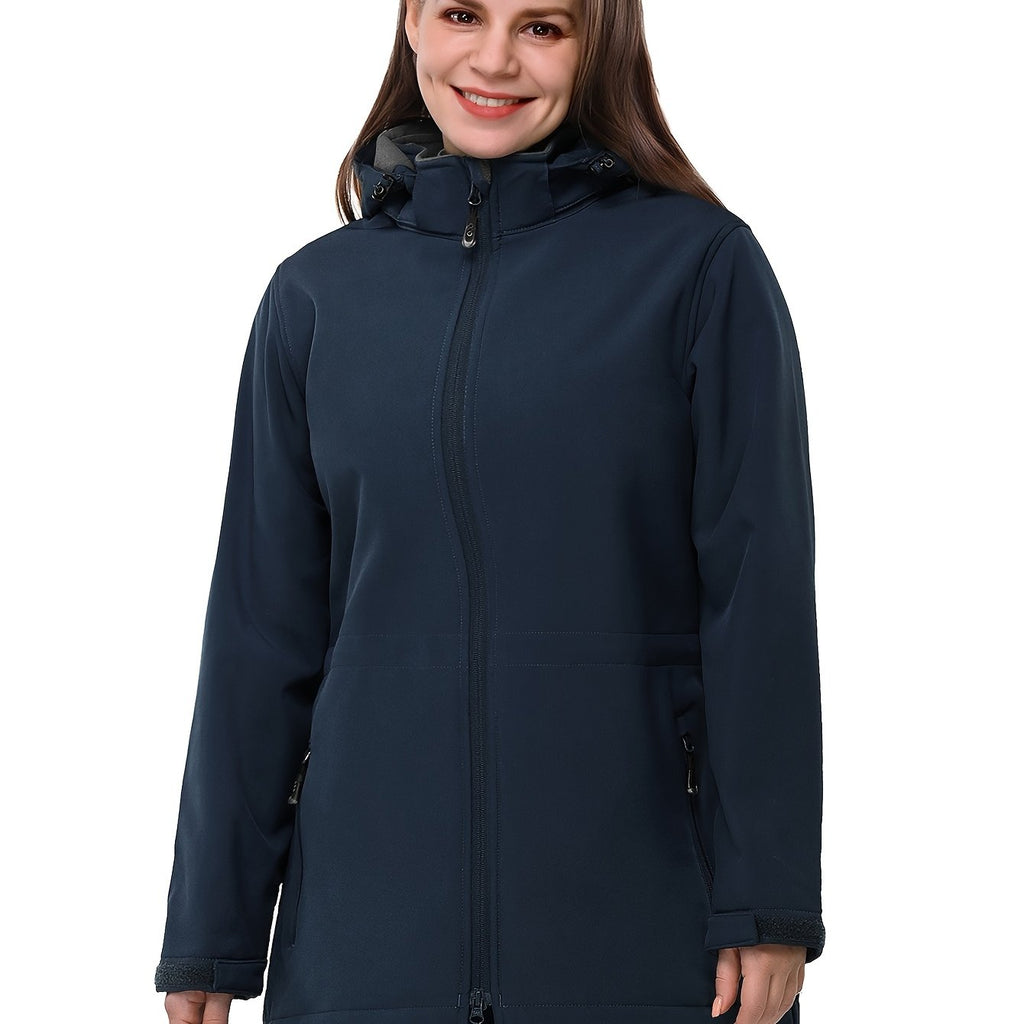 Veste grande taille, capuche, chaleur d'hiver, coupe-vent, porté de face