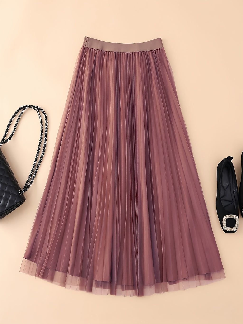 Jupe grande taille, plissés, allure élégante, autre coloris