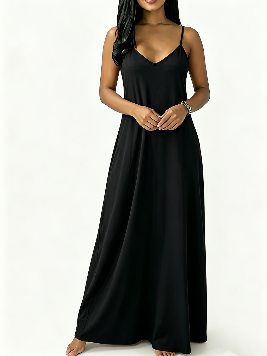 Robe longue grande taille — Fines bretelles et poches profondes