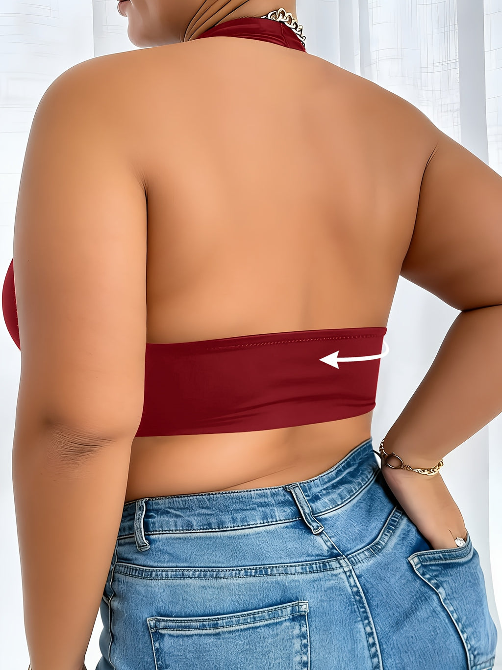 Soutien-gorge dos nu grande taille, drapé, agrafes devant
