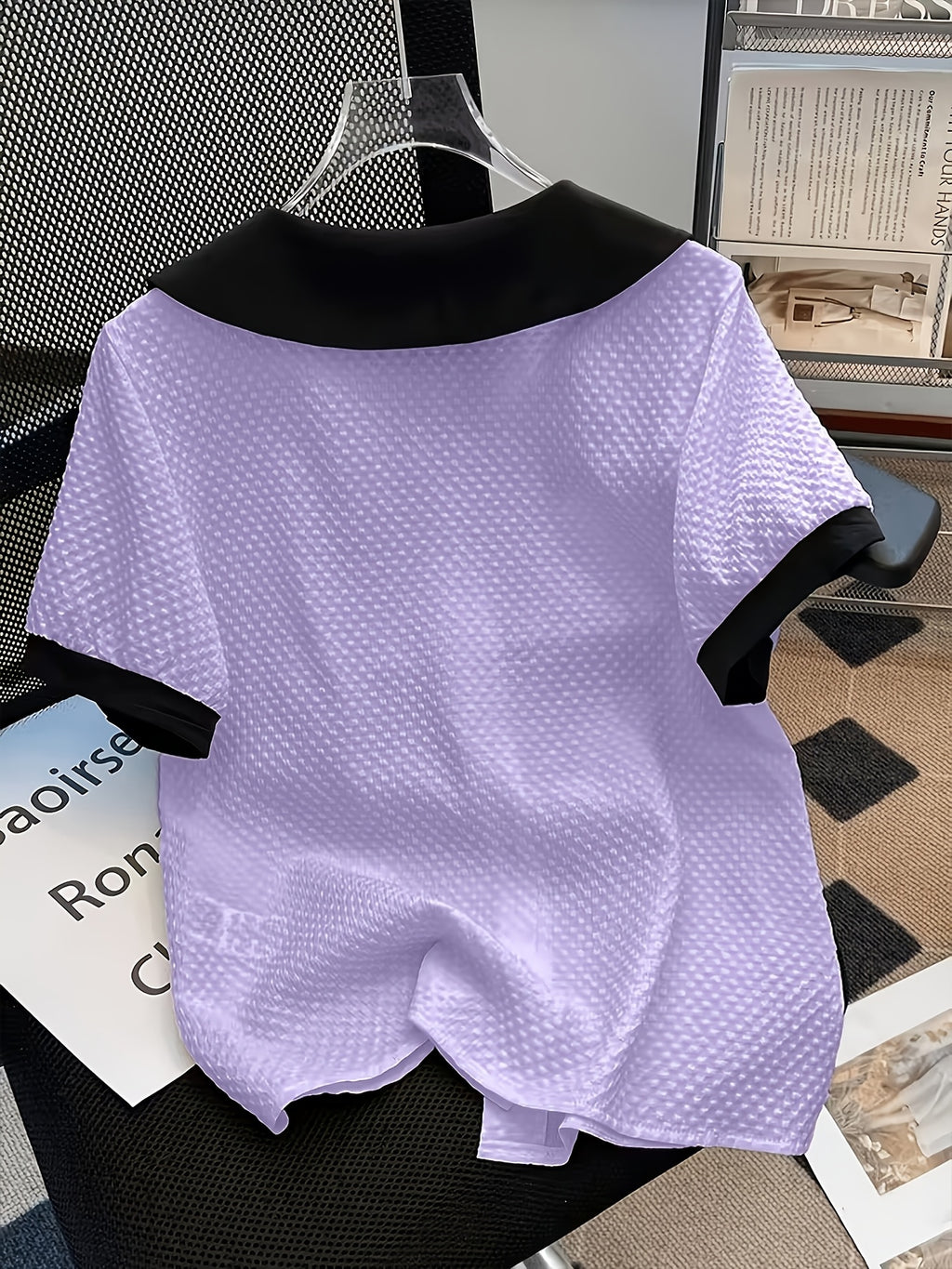 Chemise grande taille, boutonnage, manches courtes, allure élégante, visuel produit