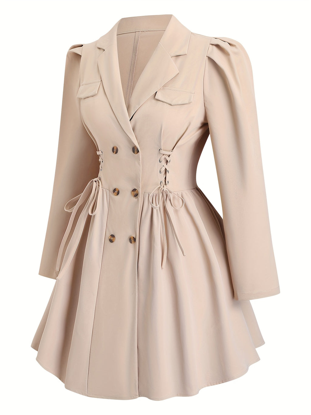 Trench grande taille, col à revers, boutonnage, allure élégante, vu de dos