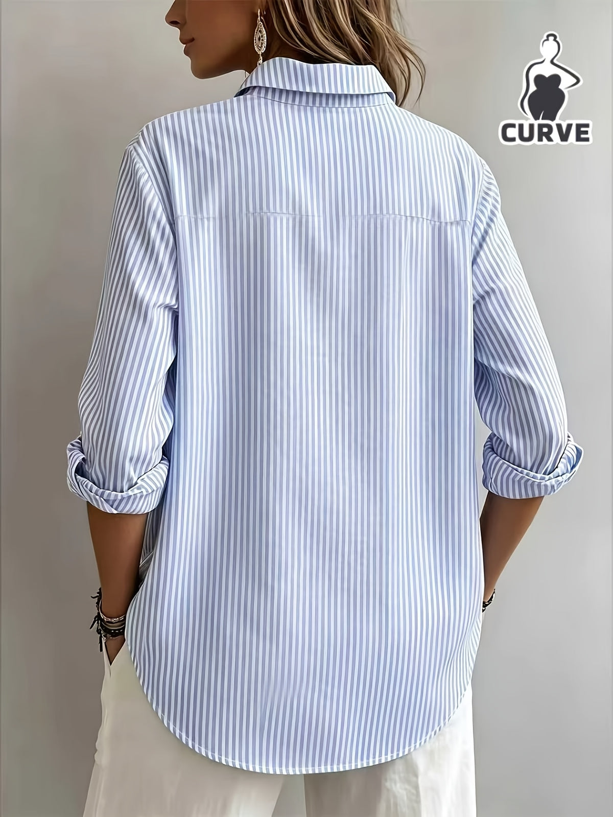Chemise grande taille à carreaux, coupe ample, boutonnage, manches longues