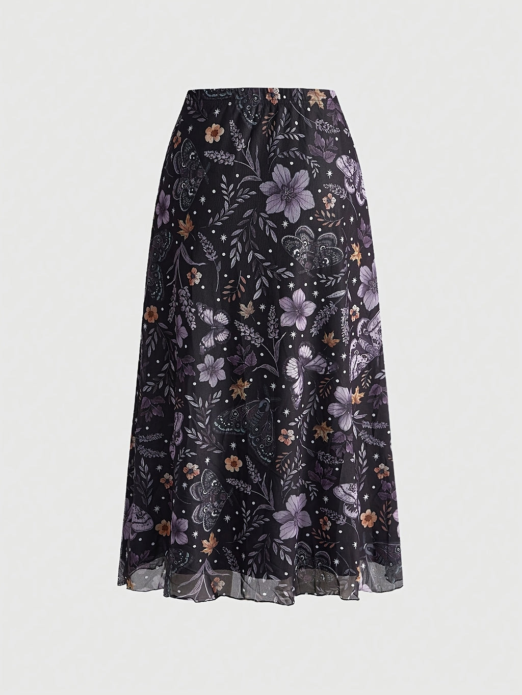Jupe grande taille à imprimé fleuri, coupe droite, imprimé floral