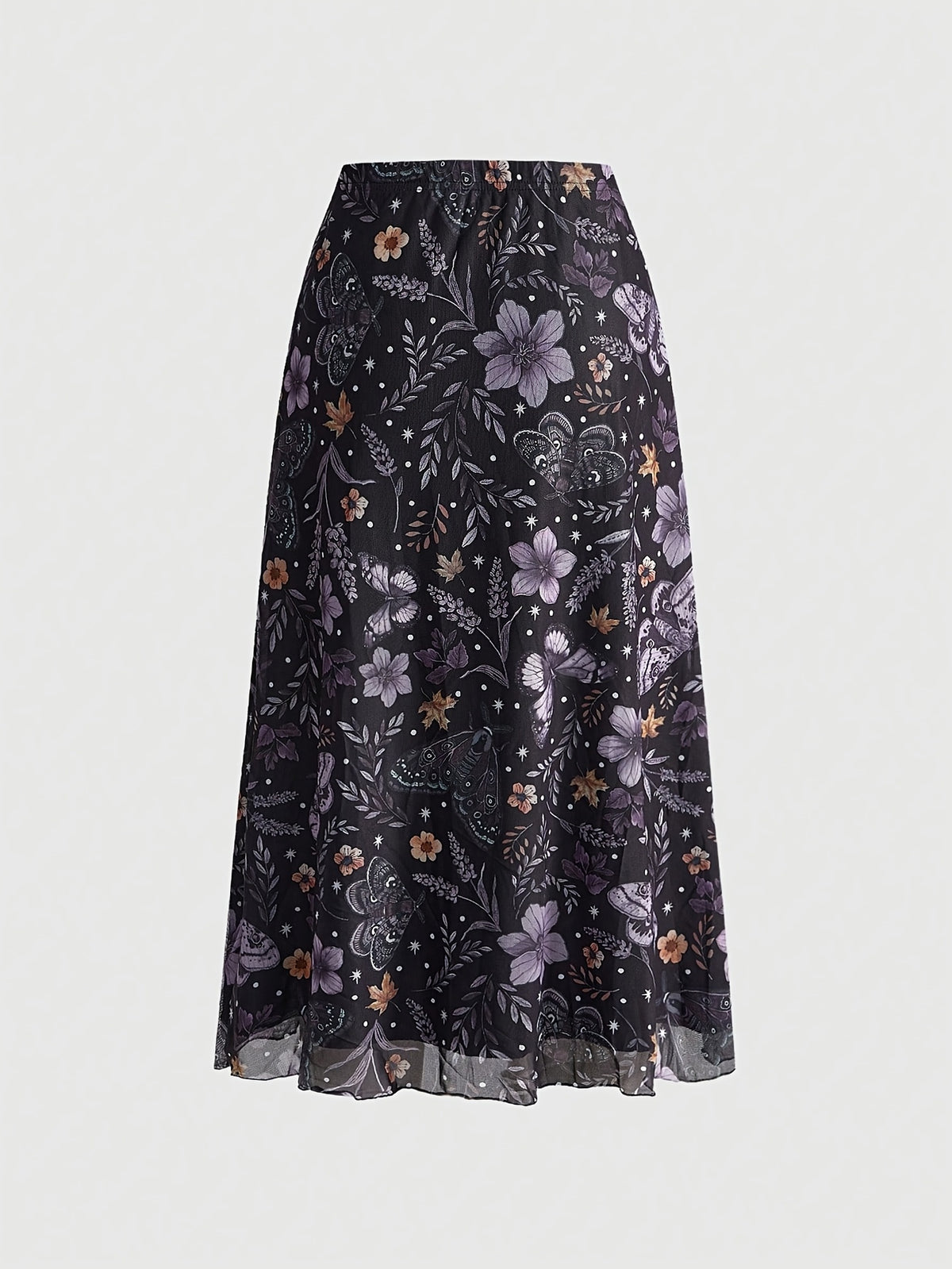 Jupe grande taille à imprimé fleuri, coupe droite, imprimé floral