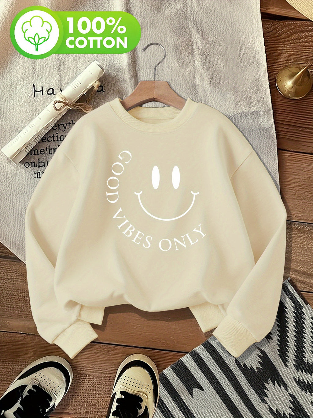 Sweat grande taille, col rond, capuche, toucher naturel, vu de dos