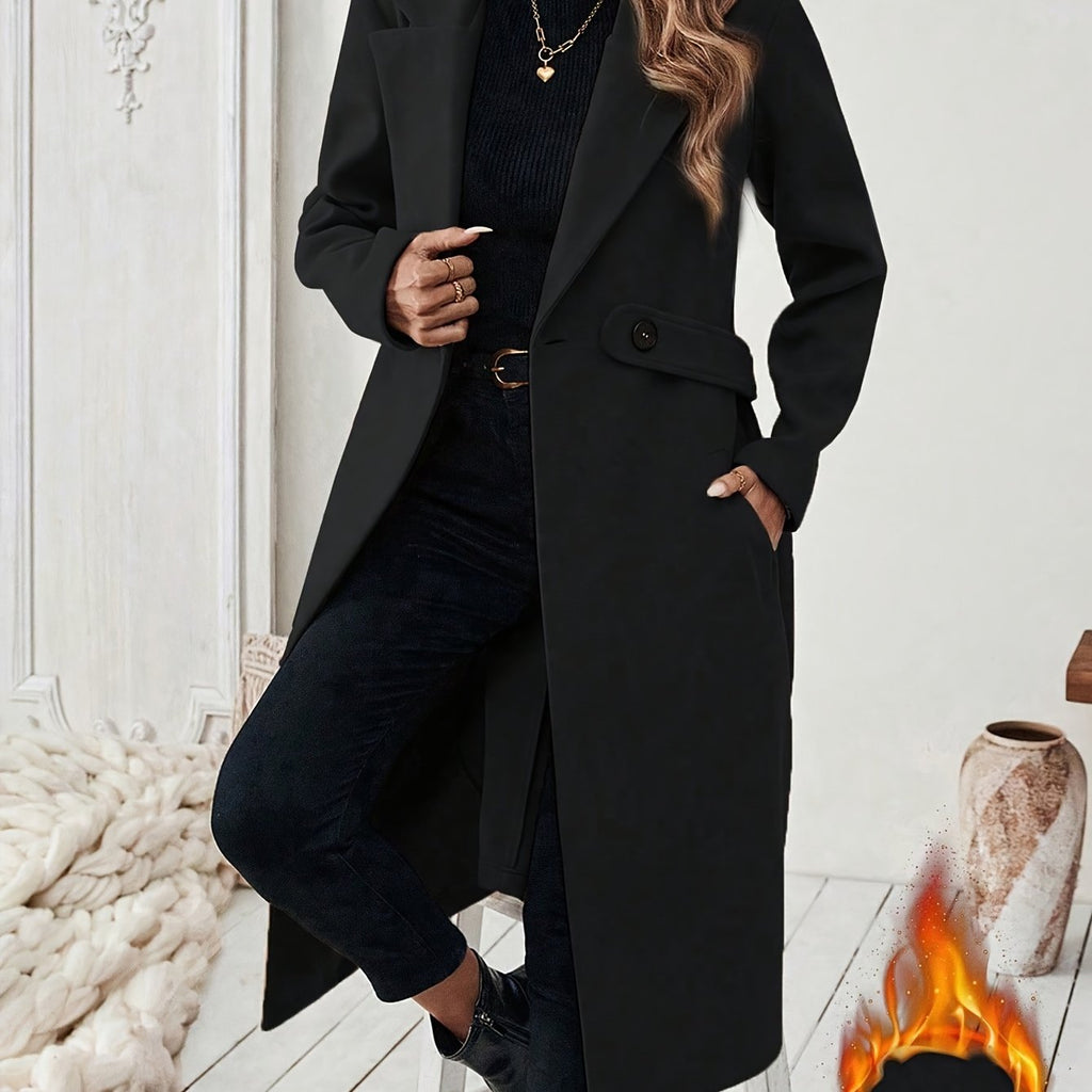 Manteau grande taille, boutonnage, poches pratiques, chaleur d'hiver — composition : 100% Polyester