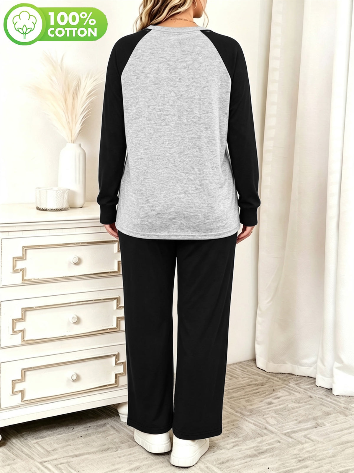 Ensemble grande taille, coupe ample, manches longues, toucher naturel, autre coloris