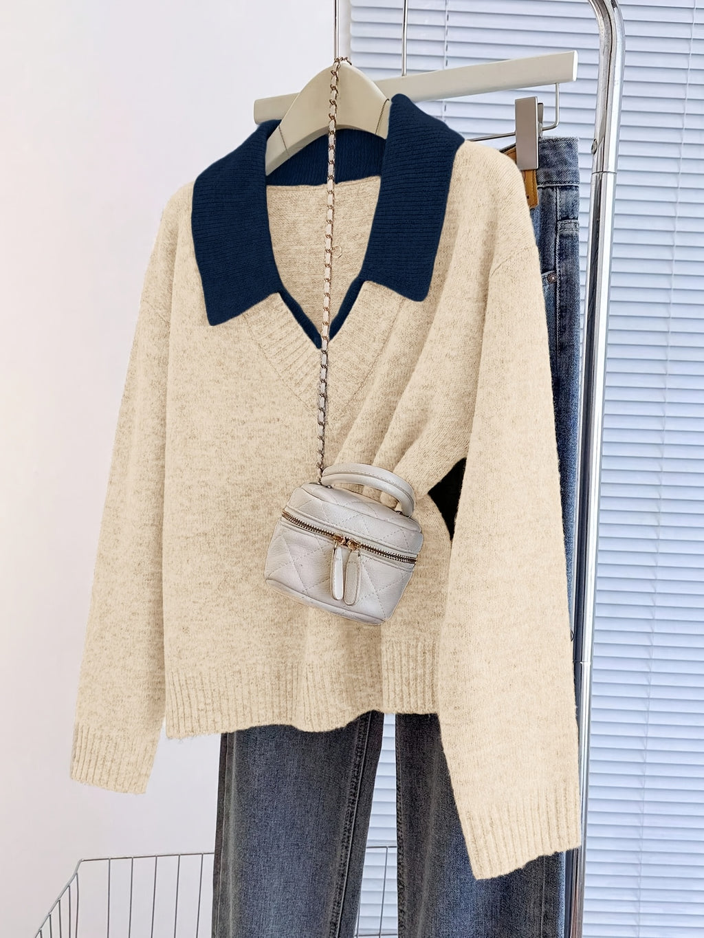 Top grande taille, coupe oversize, manches longues, chaleur d'hiver — composition : 50% Acrylique, 30% Cachemire, 20% Polyester