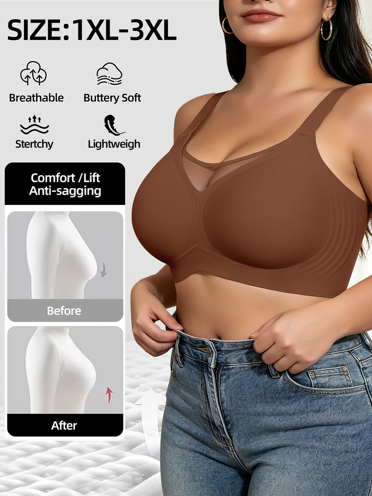 Soutien-gorge grande taille — Minimiseur à dos en U échancré