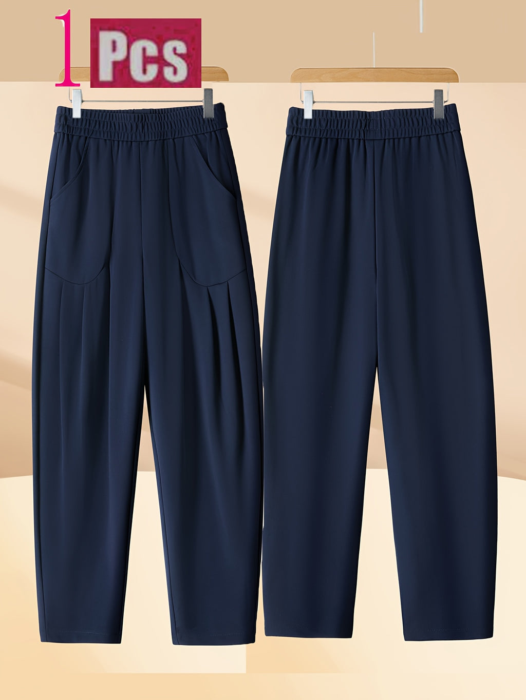 Pantalon carotte grande taille — Maille drapée et plis creux