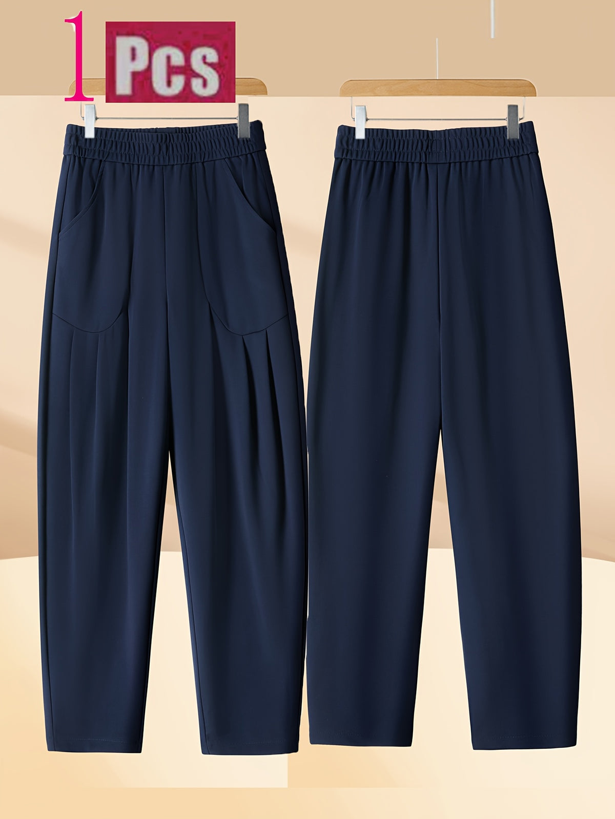 Pantalon carotte grande taille — Maille drapée et plis creux