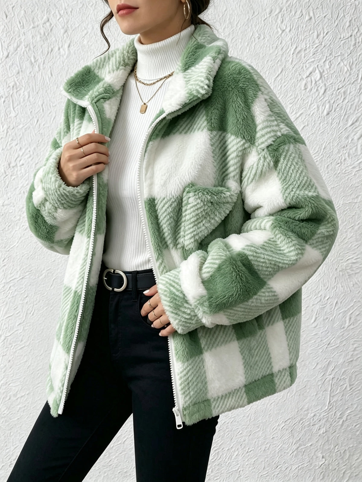 Veste grande taille, fermeture zippée, chaleur d'hiver — composition : 100% Polyester