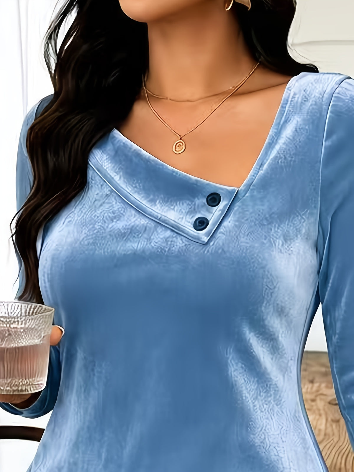 Robe grande taille en velours, coupe ample, volants, toucher profond