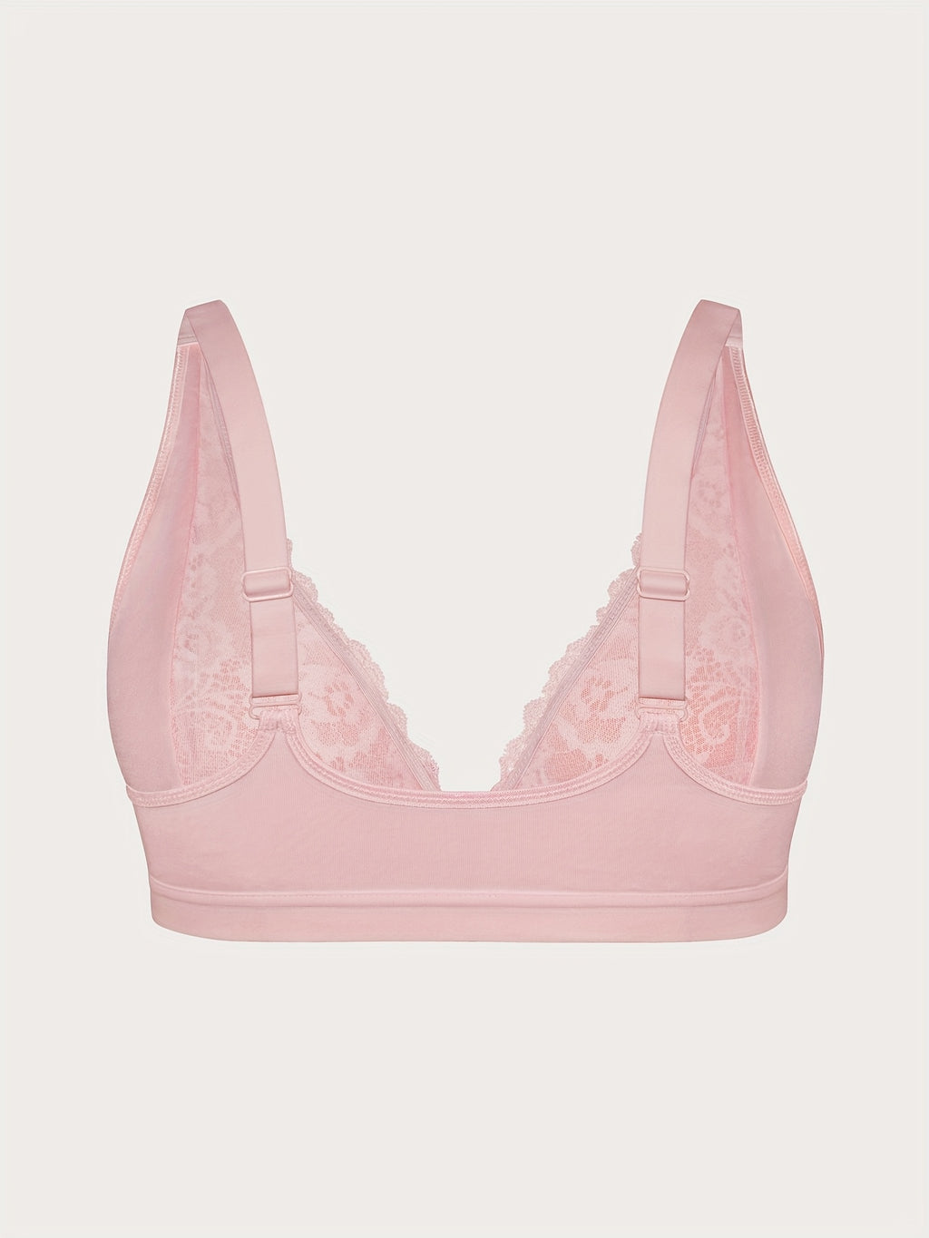 Soutien-gorge grande taille — Dentelle rosée, agrafes frontales