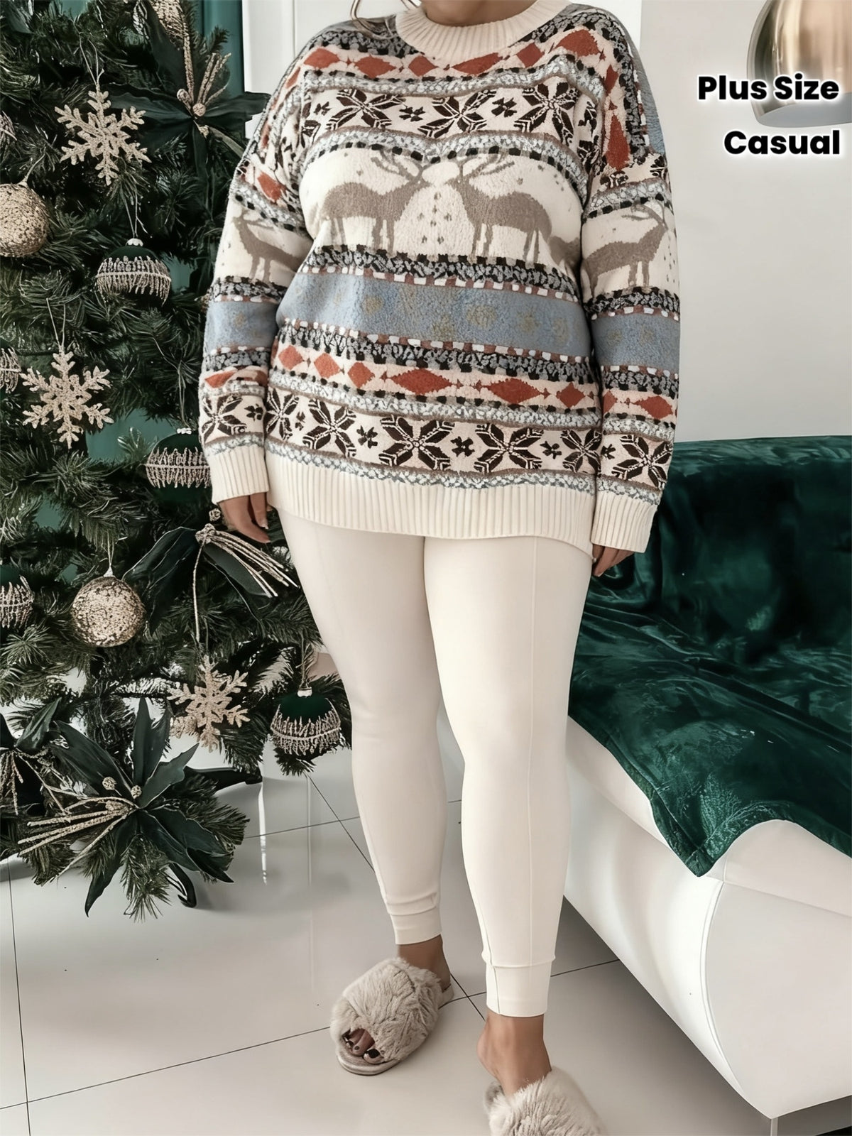Pull grande taille, coupe oversize, manches longues, toucher moelleux — matière : acrylique Image
