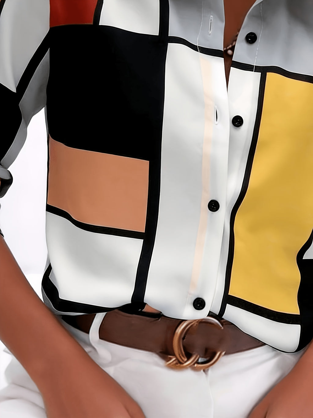 Chemise grande taille à imprimé géométrique
