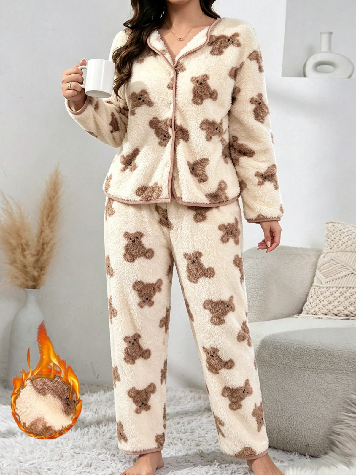 Pyjama grande taille, chaleur d'hiver, esprit décontracté Image