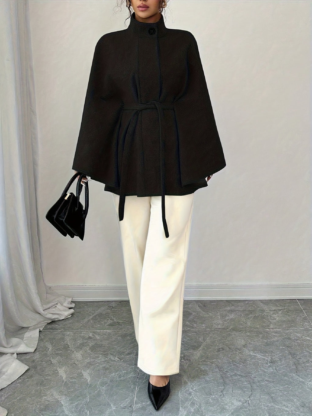 Manteau grande taille, col roulé, chaleur d'hiver, tissu opaque