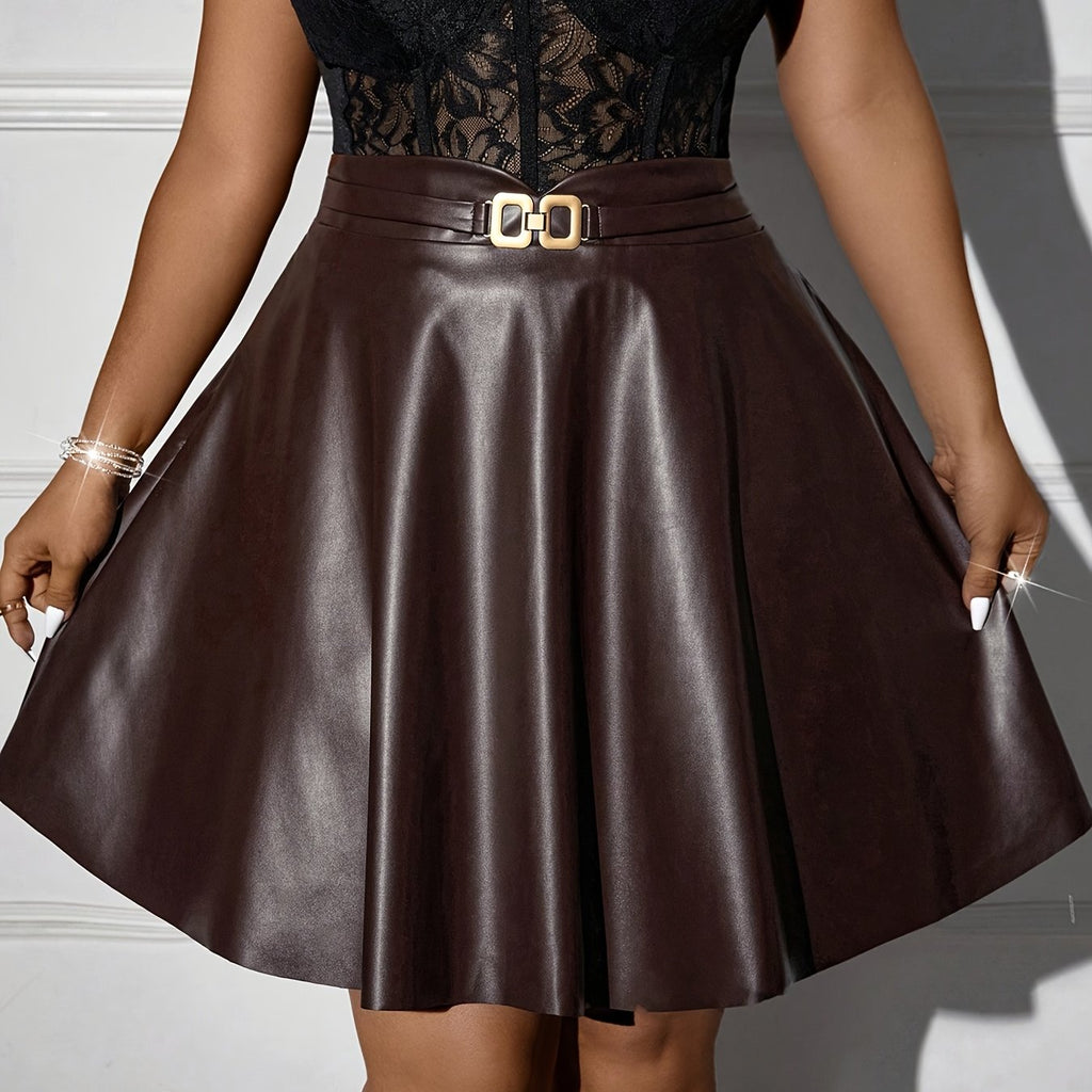 Jupe grande taille, coupe évasée, allure élégante — matière : polyester