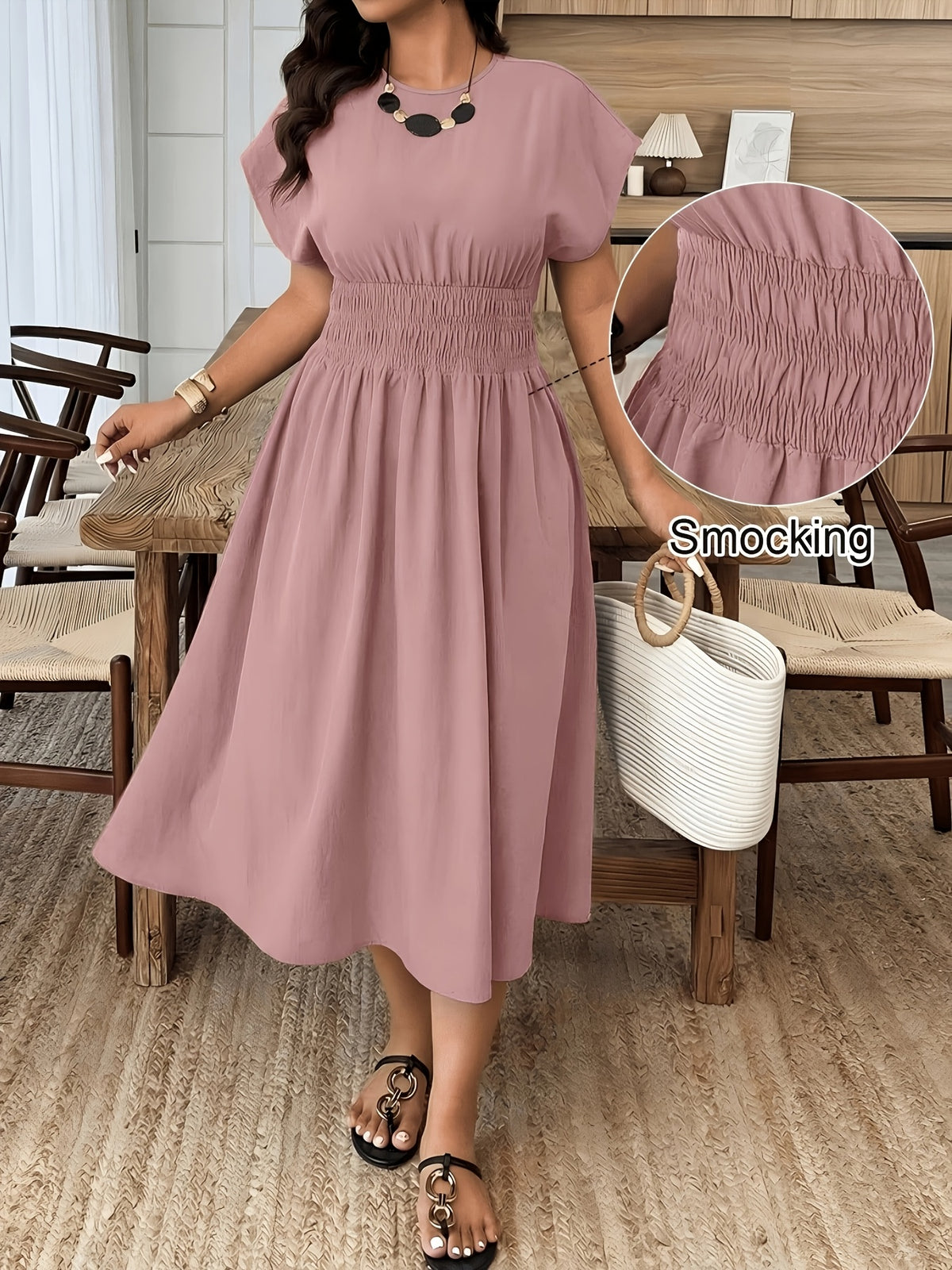 Robe grande taille, coupe ample, longueur midi