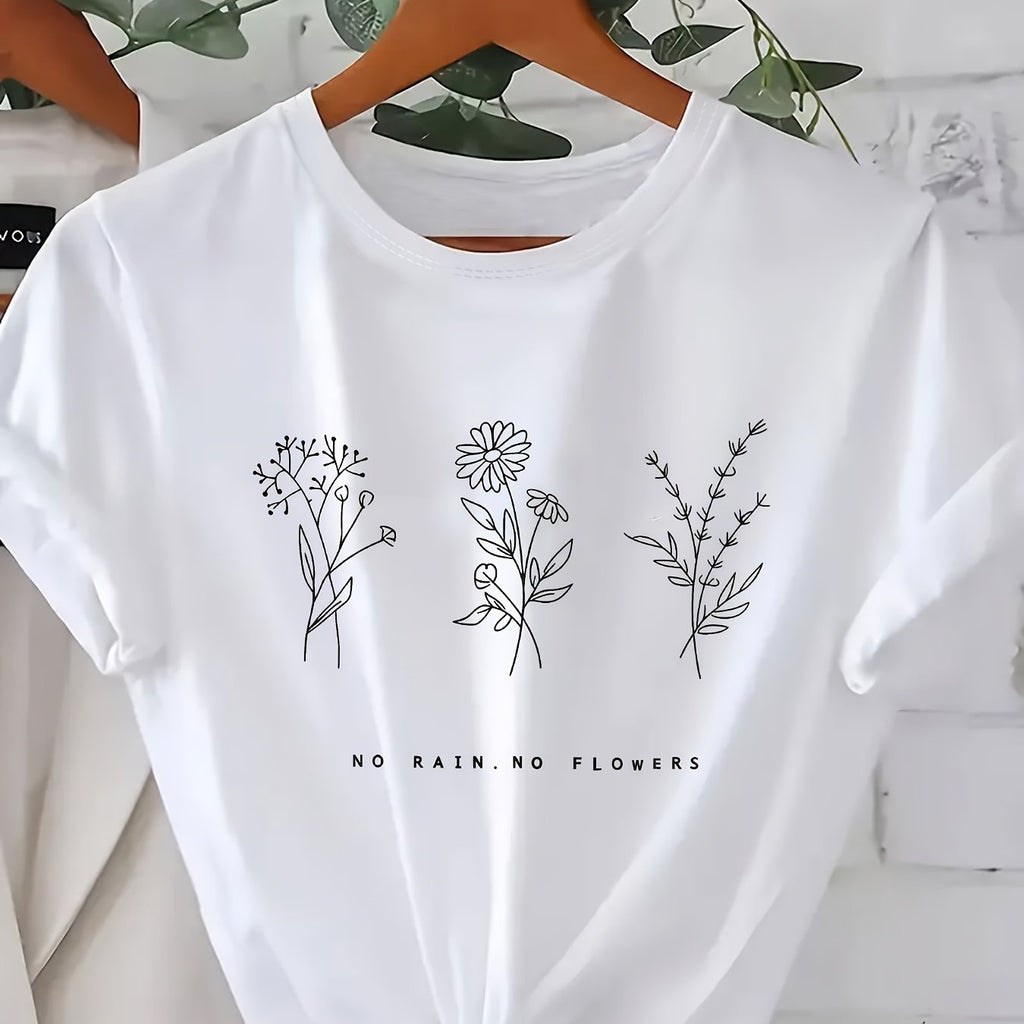 T-shirt grande taille à imprimé fleuri, manches courtes, imprimé floral — matière : polyester