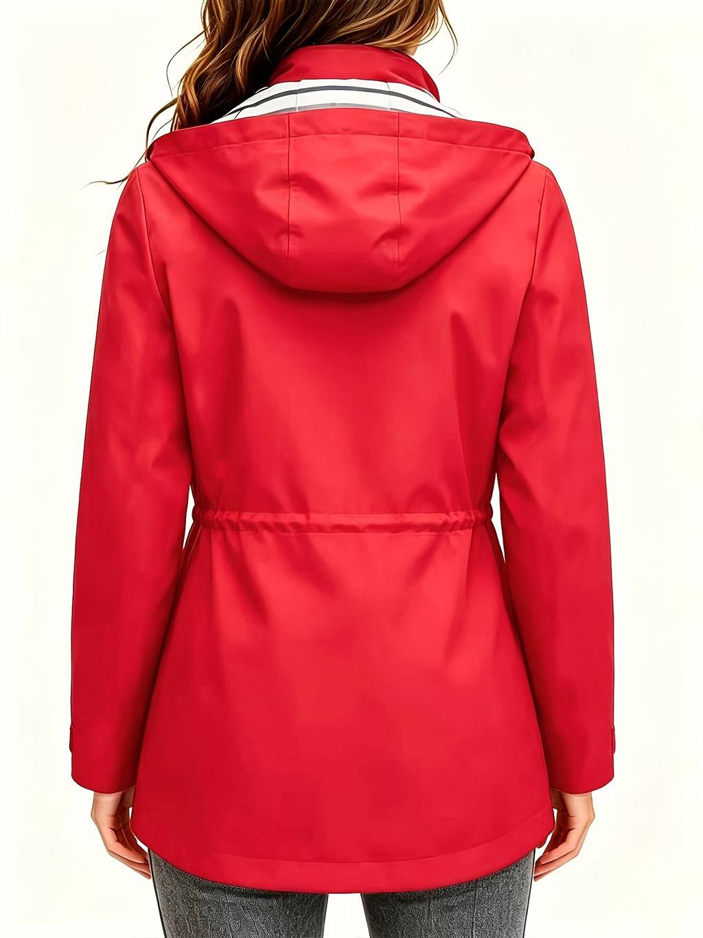 Veste grande taille, fermeture zippée, coupe-vent, détail du tissu