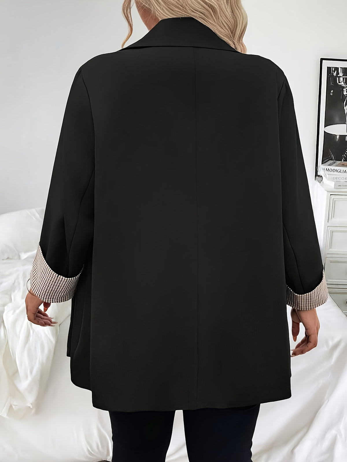 Blazer grande taille, coupe oversize, poches pratiques, vu de dos