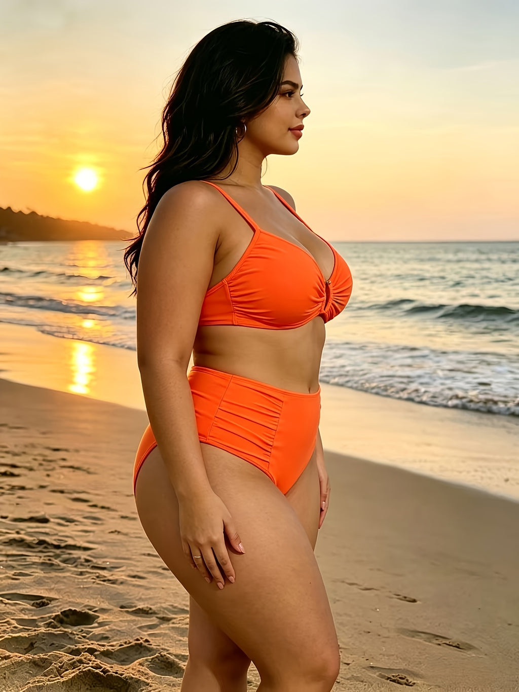 Maillot de bain grande taille, allure posée, vu de dos