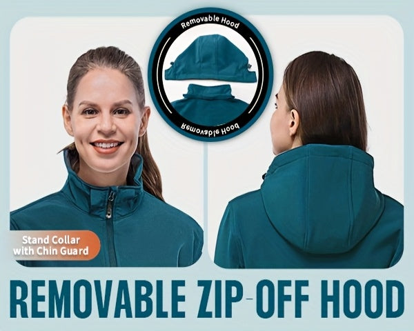 Veste grande taille, capuche, chaleur d'hiver, coupe-vent — matière : polyester