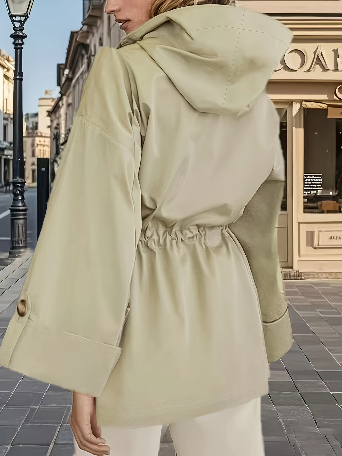 Manteau grande taille, fermeture zippée, tissu opaque