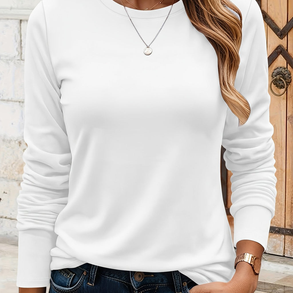 T-shirt grande taille, col rond, manches longues, toucher naturel, vu de dos