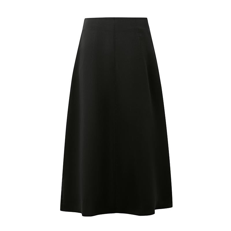 Jupe grande taille, coupe évasée, fente, tissu opaque